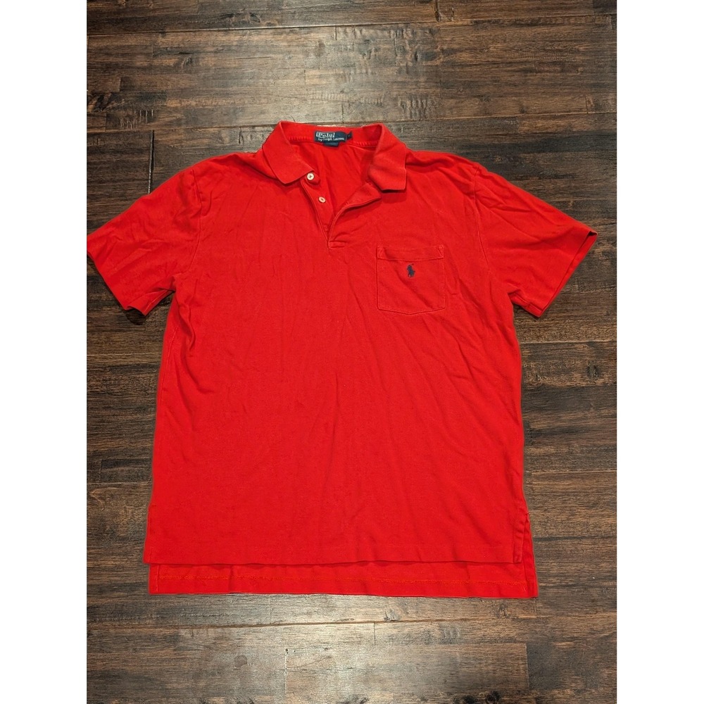 Polo Ralph Lauren Polo Shirt Mens Large Red Classic Fit Pocket Pony Logo Cotton‎